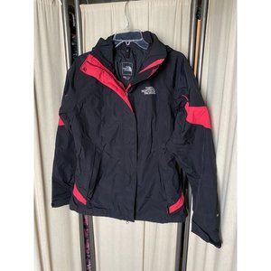 EUC The North Face Women's Sz M Hyvent Black with Pink Waterproof Hooded